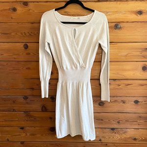 Prana Sweater Dress Key Hole Long Sleeve Cream Size Small